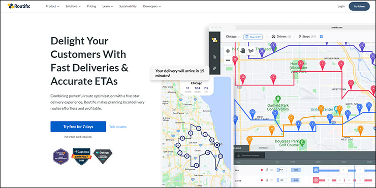 Paper route planning with Routific, using advanced algorithms to provide drivers with the shortest and most efficient delivery routes.