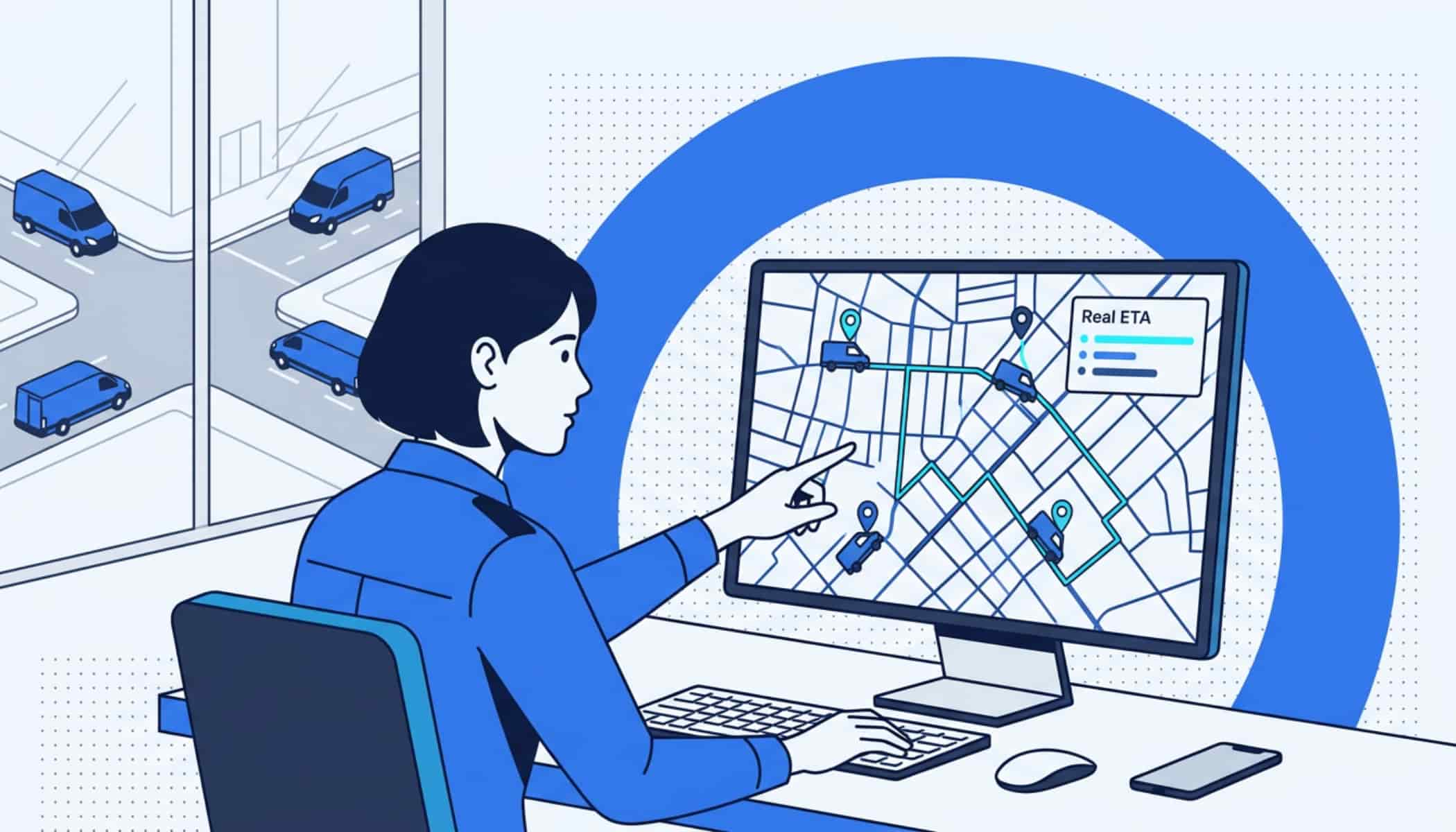 Last mile delivery tracking system showing real-time GPS tracking, delivery updates, and route optimization.