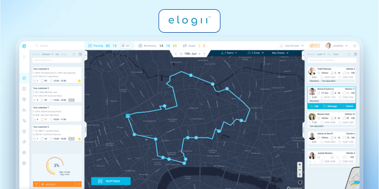 The image shows eLogii's dashboard