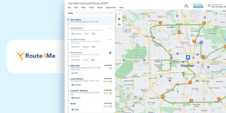 The image shows route4me software