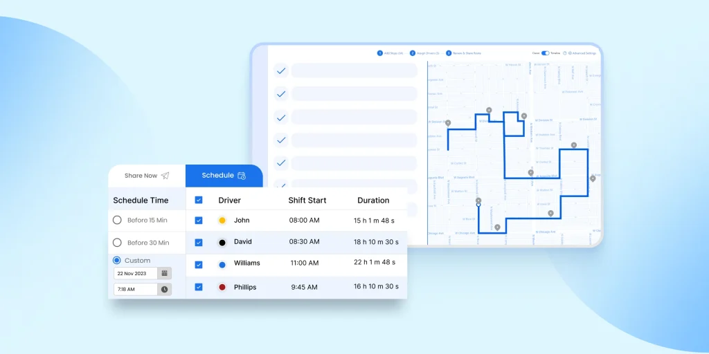 route scheduling in upper