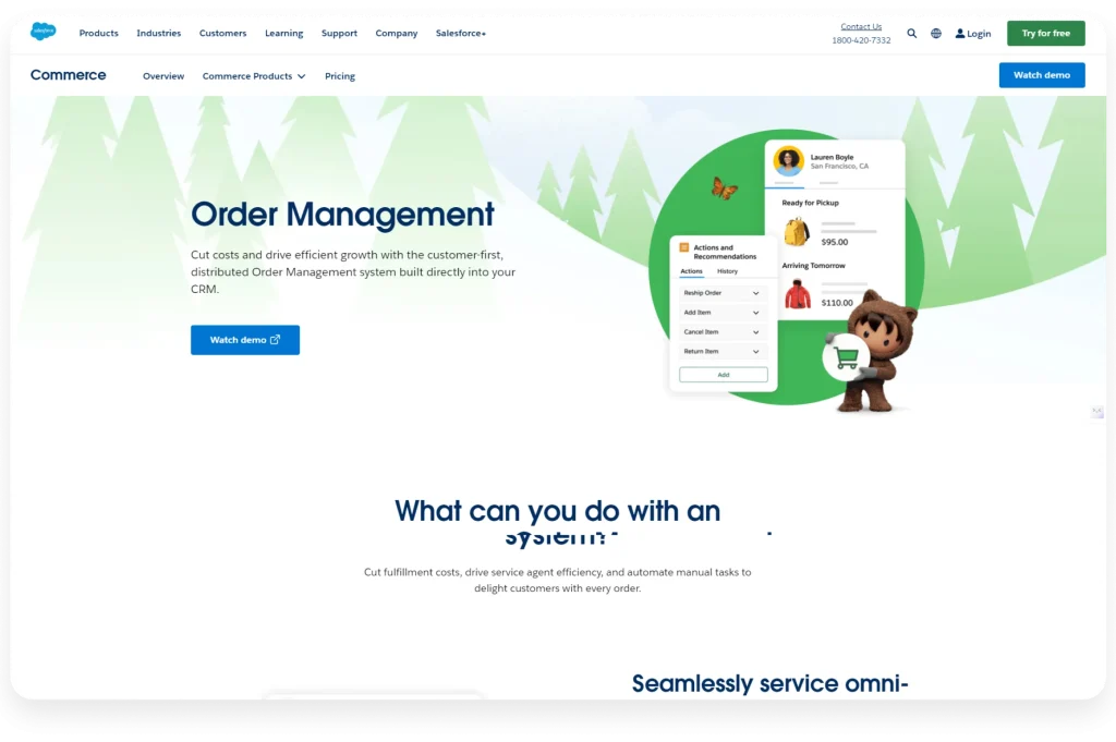 Salesforce Commerce Cloud order processing solution for high-growth online businesses.