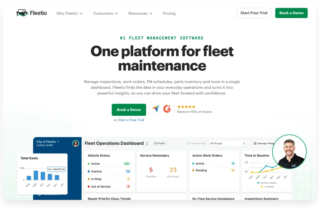 Fleetio fleet management software for vehicle maintenance, tracking, and fleet operations.