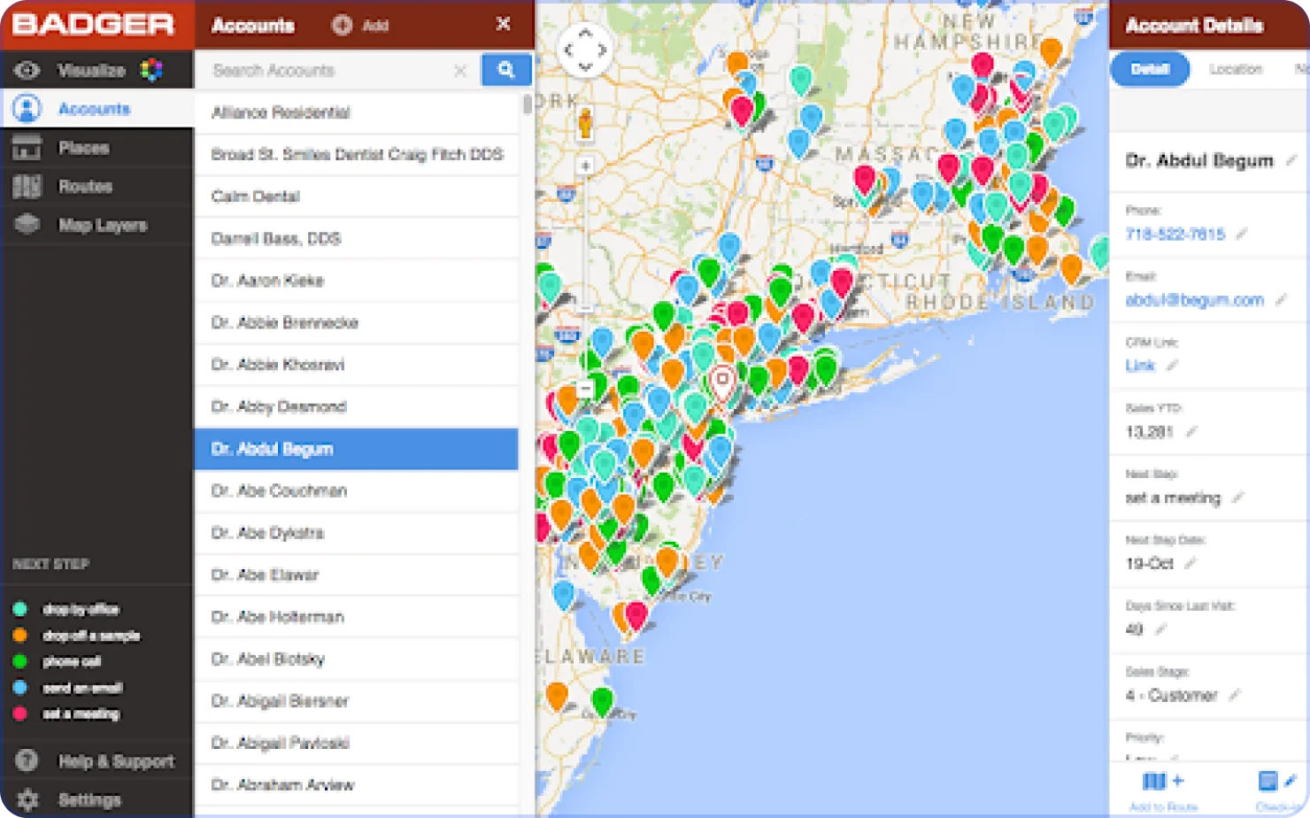 Circuit route planner alternative comparison highlighting Badger Maps territory management features