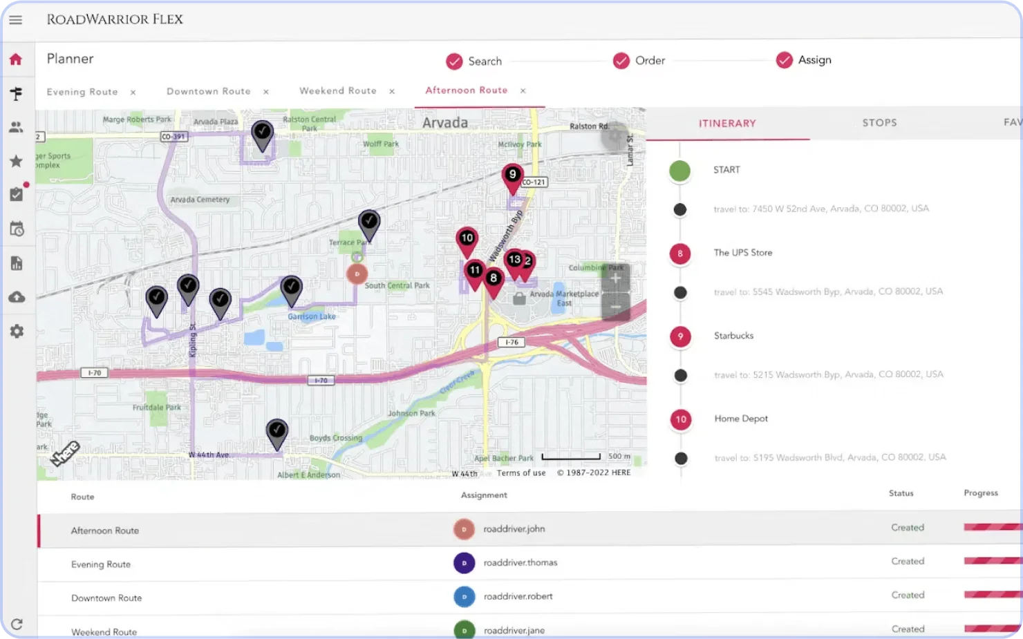 Circuit route planner alternative review showing RoadWarrior spreadsheet-based route optimization