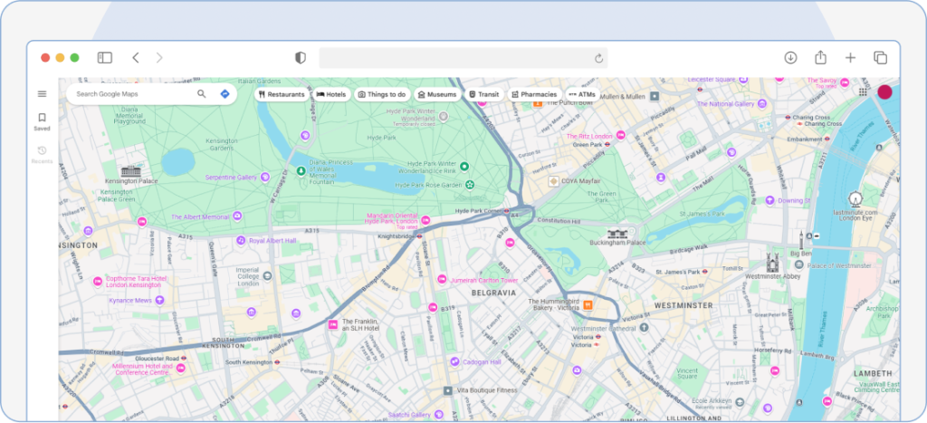 Opening Google Maps on a computer to begin creating a new saved list