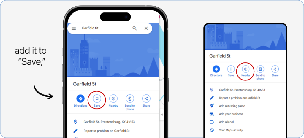 Saving a dropped pin in Google Maps on iPhone using the Labels option and naming the location