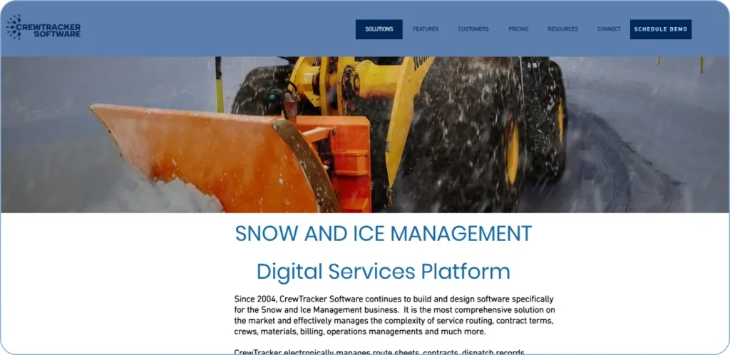 Screenshot of CrewTracker’s snow removal management tool with real-time crew location