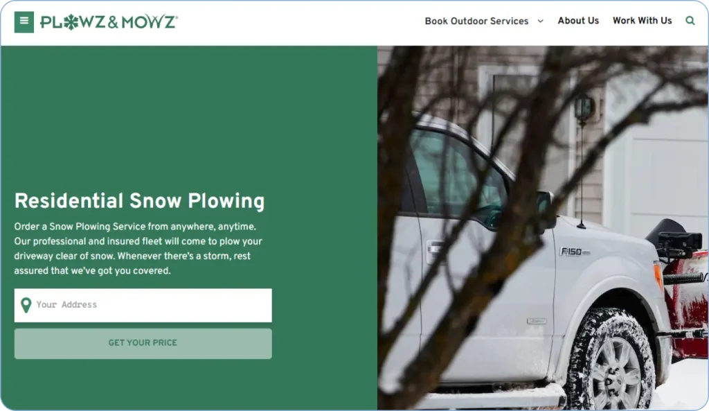 Plowz & Mowz software view highlighting snow removal task management and crew assignments.