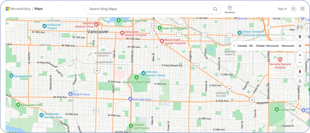 Microsoft MapPoint alternatives comparison featuring Bing Maps as a mapping and navigation service for web and mobile applications