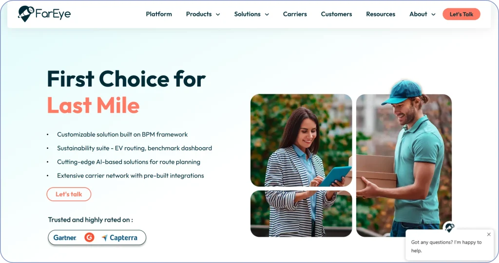Loginext mile alternatives comparison featuring FarEye as a last-mile delivery management and tracking platform