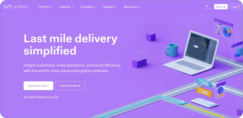 Onfleet dispatch software platform for delivery management and real-time driver tracking.