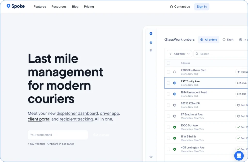 eLogii alternatives comparison featuring Spoke Dispatch as a delivery dispatch and route optimization solution for courier and logistics operations
