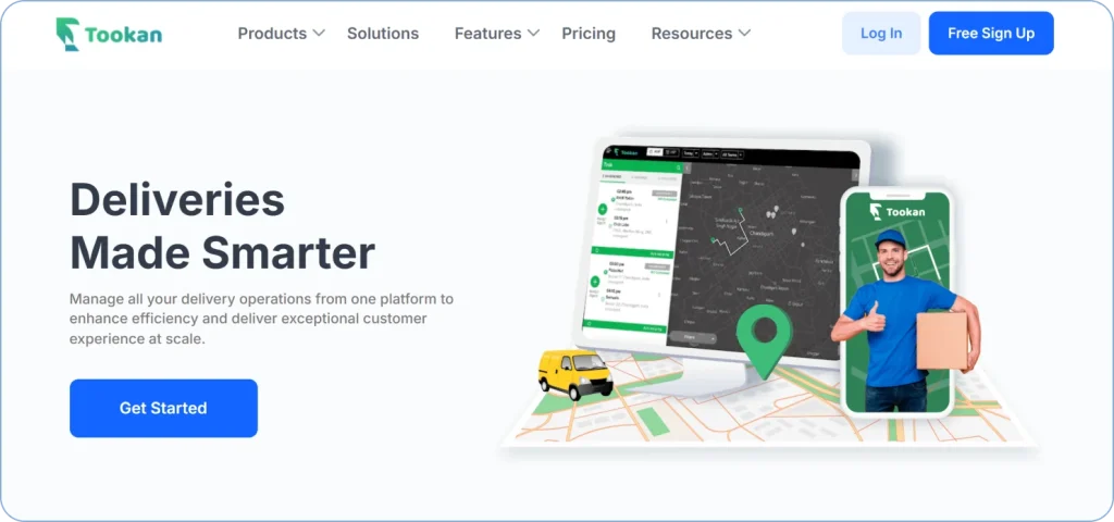 eLogii alternatives comparison featuring Tookan as an alternative delivery management solution with dispatch, tracking, and routing capabilities