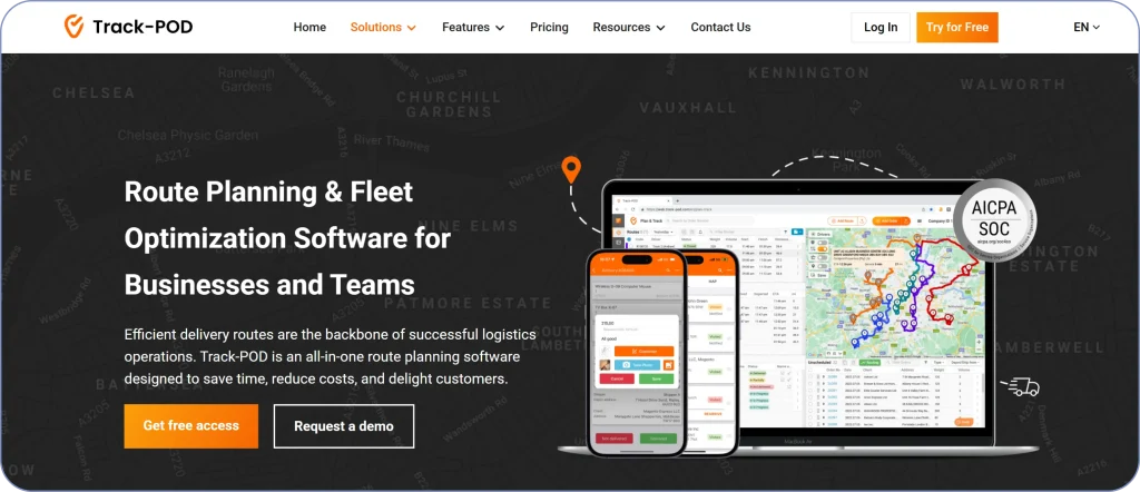 Loginext mile alternatives comparison featuring Track-POD as a proof of delivery and route optimization solution
