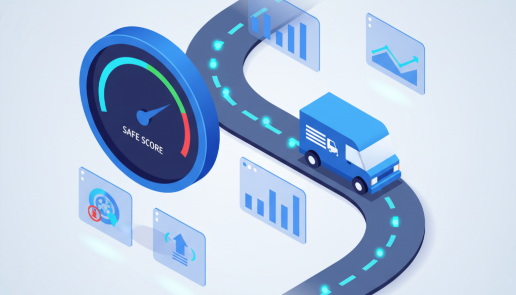 Key driver scoring metrics such as speed violations, idling time, cornering behavior, and safety compliance reports.