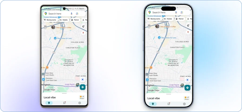 Opening the Google Maps app on a smartphone to begin route planning