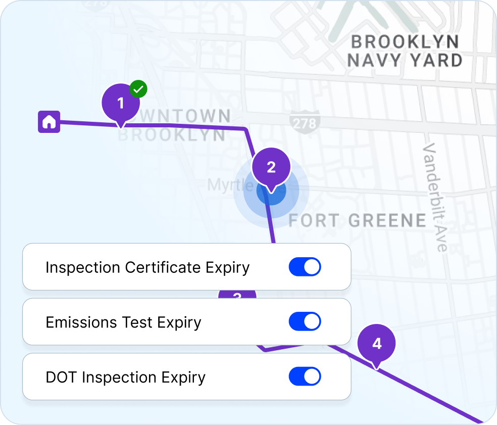 Fleet inspection software digitizing pre-trip and post-trip DVIR checklists to ensure vehicle safety and compliance.