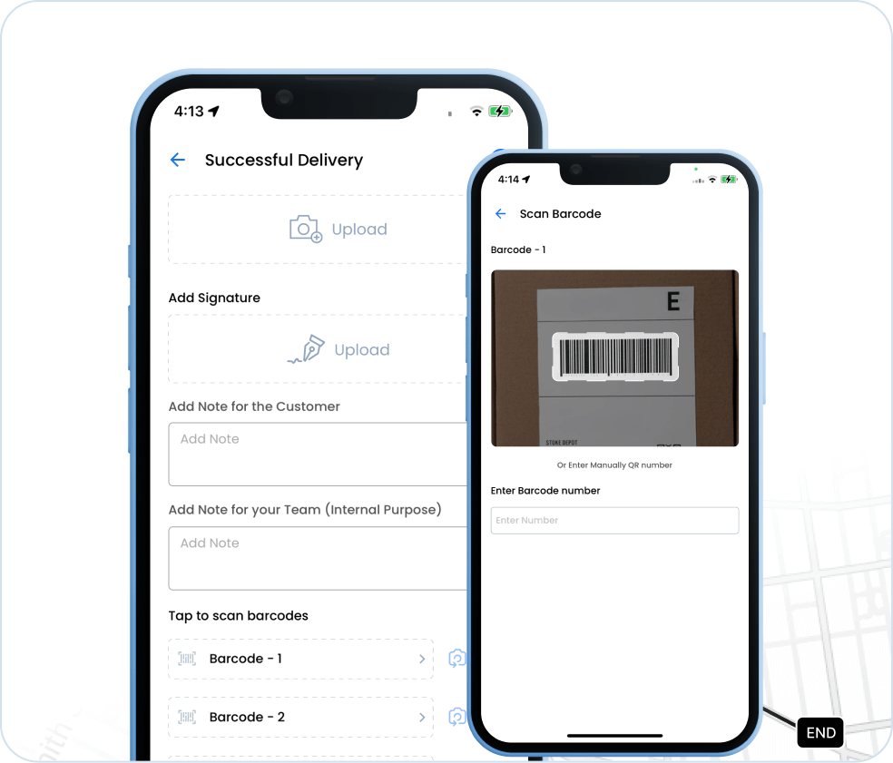 Smartphone barcode scanner app replacing handheld scanners with instant package scanning and verification.