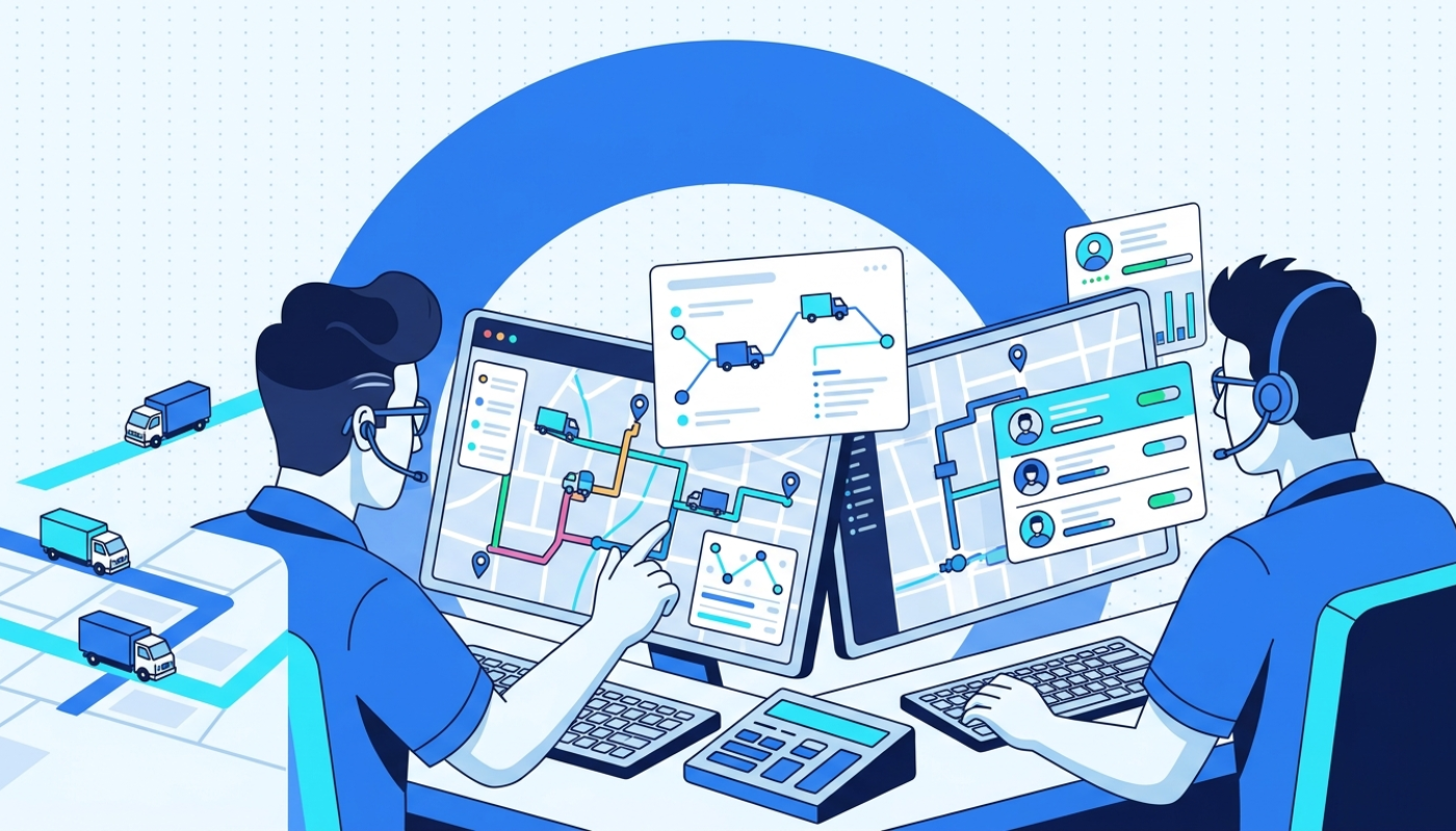 Automatic fleet management with automated route optimization and dispatch dashboard