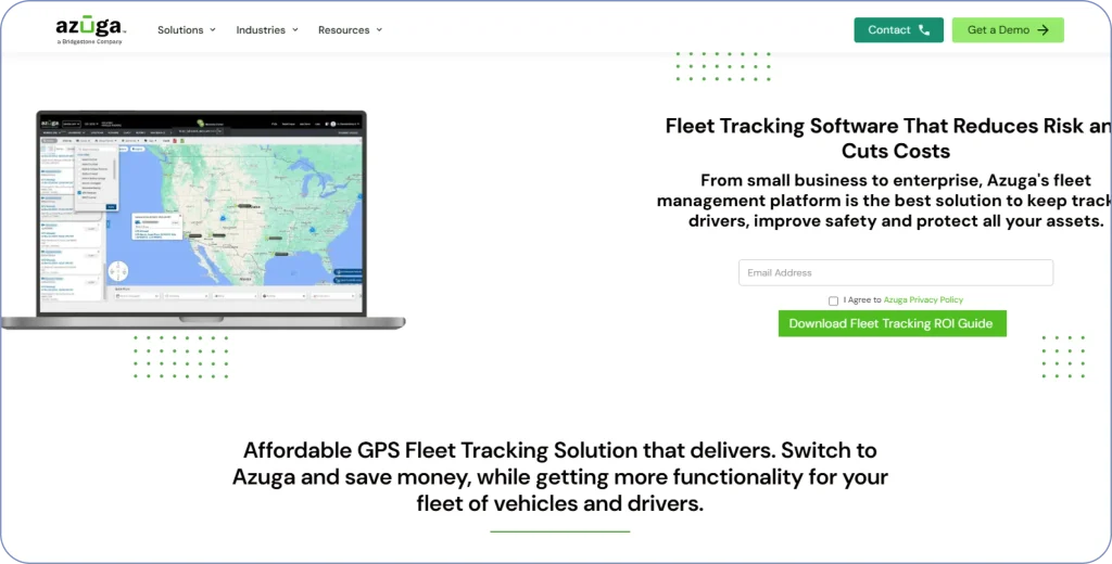 Azuga Fleet GPS tracking and driver behavior monitoring software for fleet safety.