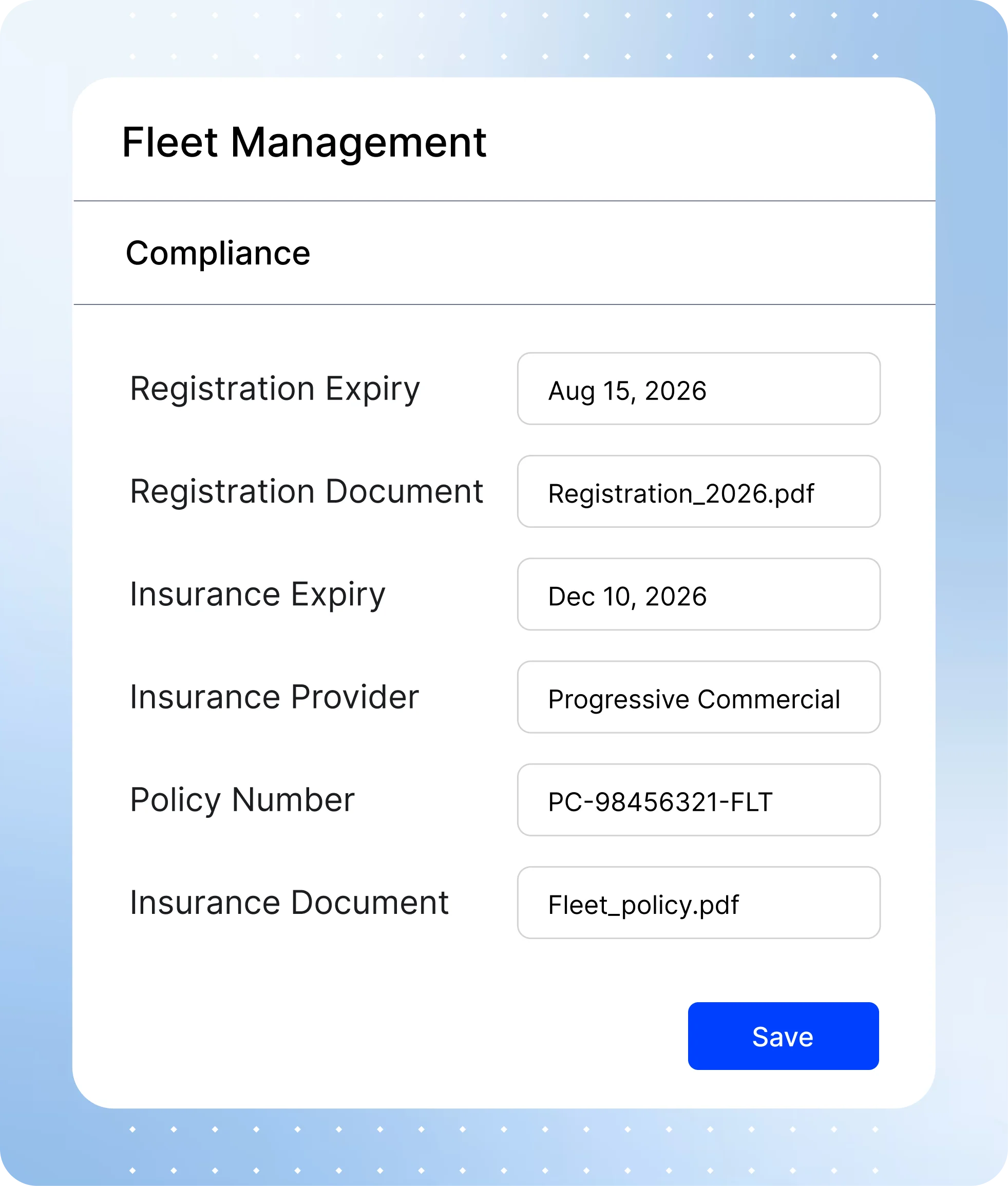 Track and manage your entire fleet in one place. Monitor vehicles, drivers, maintenance, fuel, and compliance through a single platform, giving you real-time visibility and control over daily operations.