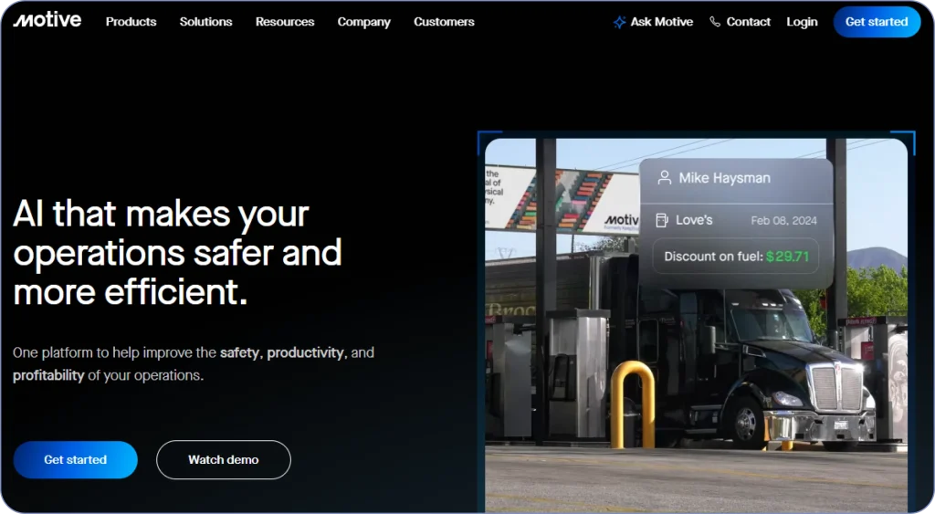 Motive fleet management and telematics platform for driver safety, compliance, and tracking.