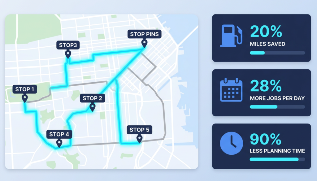 Field service automation ROI metrics showing improved efficiency, reduced operational costs, and faster service response times.