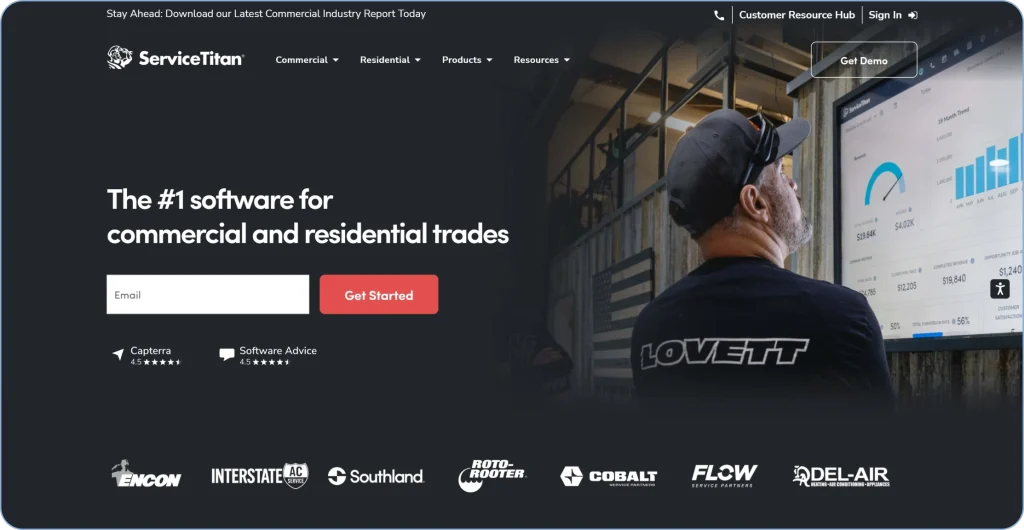 ServiceTitan service business dispatch software for scheduling and fleet coordination.