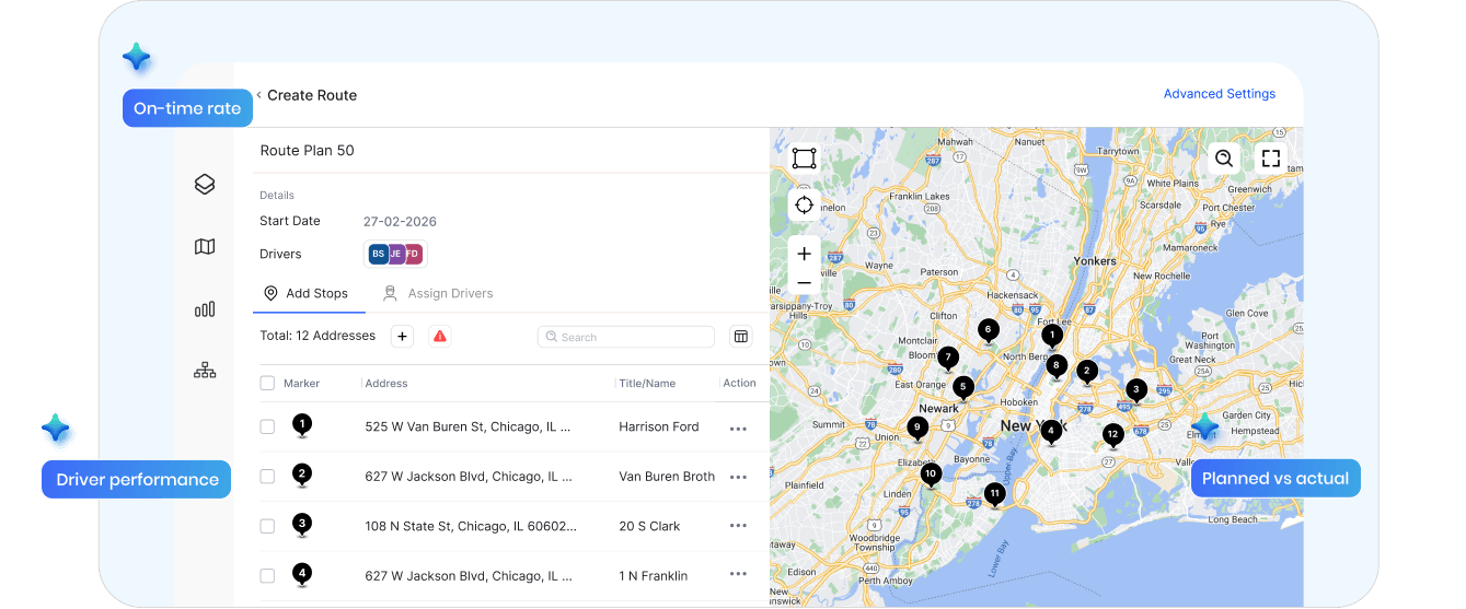 Upper route optimization software importing spreadsheet data, validating addresses, and generating dispatch-ready routes in under four minutes.