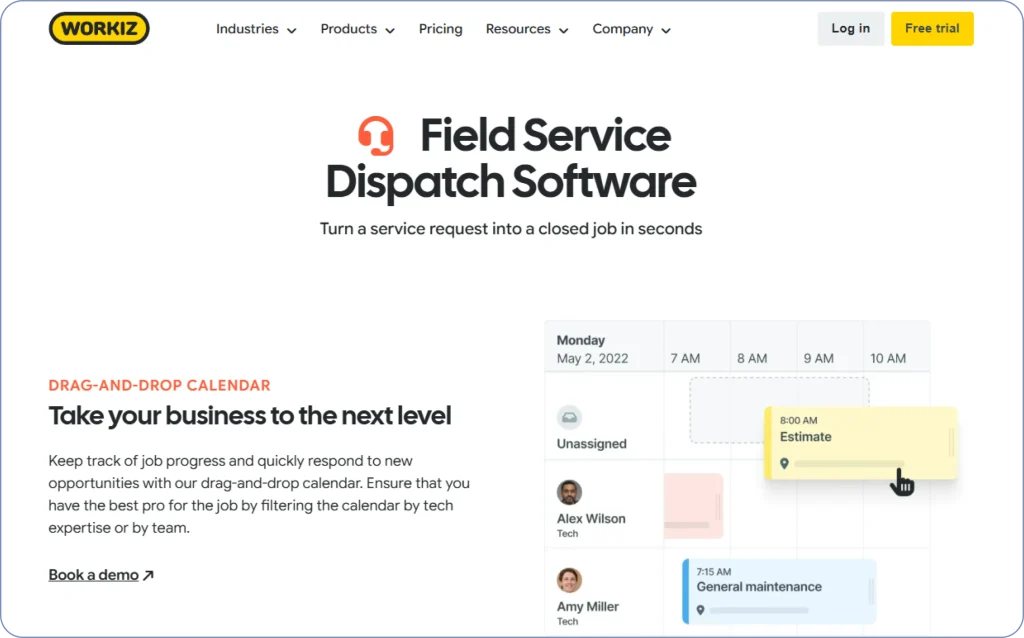 Workiz dispatching software for field service management and job tracking.