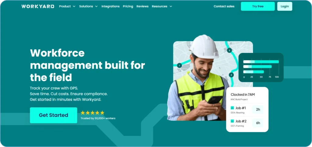 Workyard construction dispatch and workforce management software with GPS tracking.