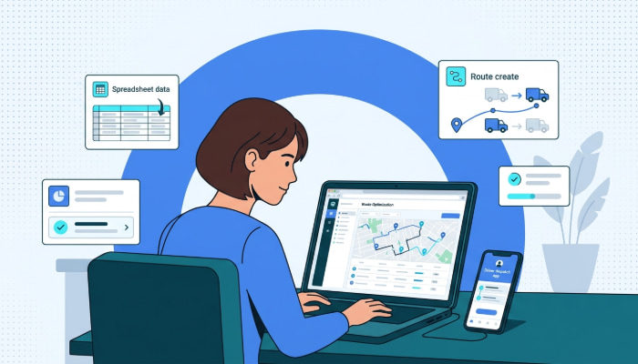 Business owner setting up fleet management software on laptop without IT support
